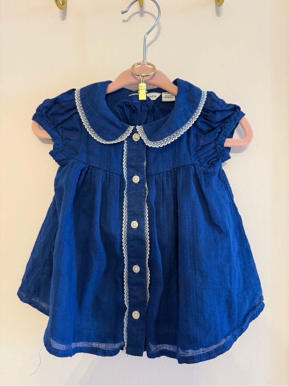 Janie and Jack Royal Blue Peter Pan Collar Button-Front Dress